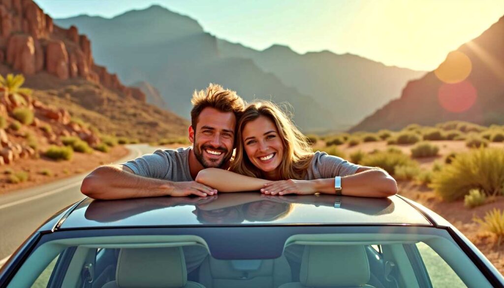 okholidaycar couple on vacation